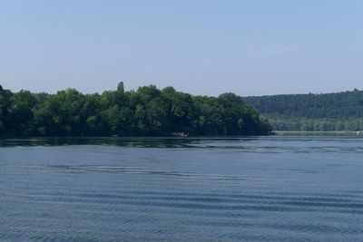 Scenic view of lake against clear sky