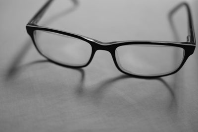 Close-up of eyeglasses on table