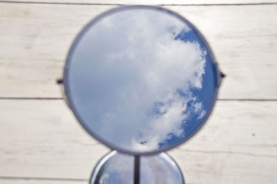 Reflection of sky on table