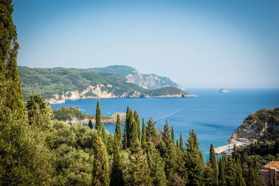 Scenic view of sea against clear sky