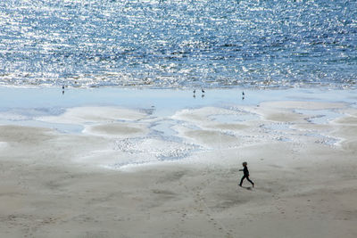 High angle view of people on beach