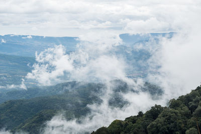 Aerial view of mountains against sky