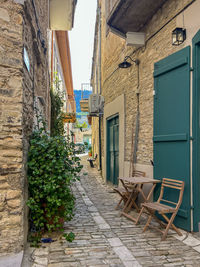 Footpath amidst buildings in city