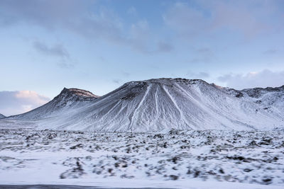 Scenic view of snow landscape against sky