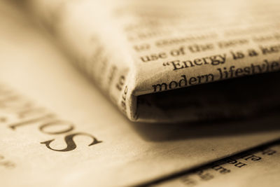 Close-up of newspaper