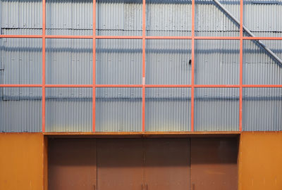Close-up of orange metal frame