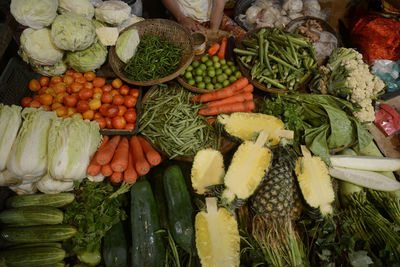 Vegetables for sale at market stall