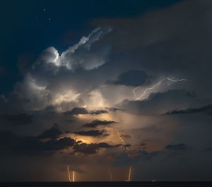 Low angle view of lightning in sky