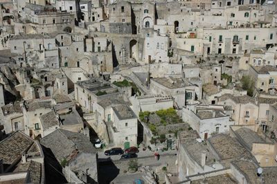 High angle view of buildings in city