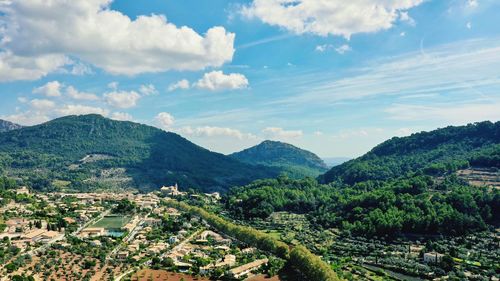 Scenic view of mountains against sky