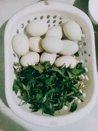 High angle view of salad in bowl