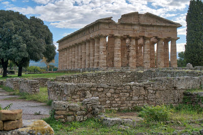 Old ruins of temple against sky