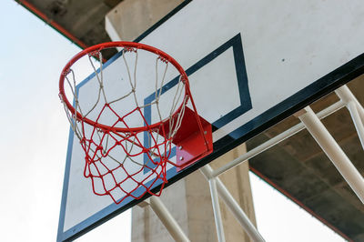 Low angle view of basketball hoop against sky