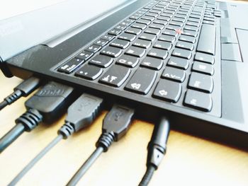 Close-up of computer keyboard on table