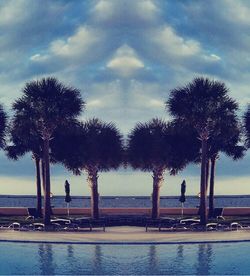 Scenic view of sea against cloudy sky