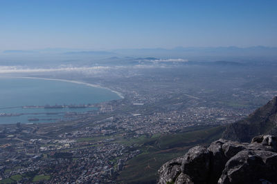 Aerial view of city against sky