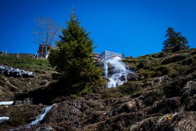 Scenic view of waterfall against sky