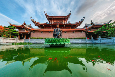 Low angle view of temple against sky