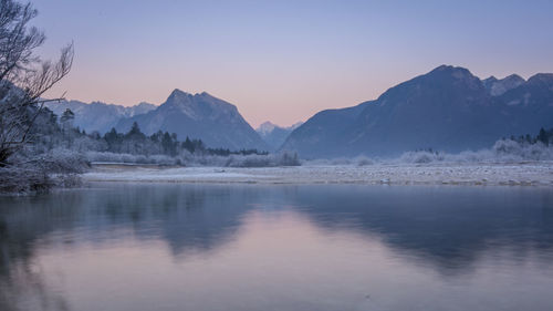 Scenic view of lake and mountains