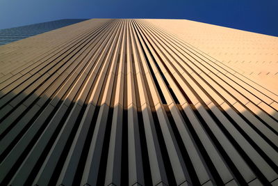 Low angle view of modern building against clear sky