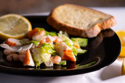 Close-up of meal served in plate on table