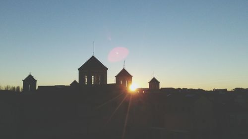 View of built structure at sunset