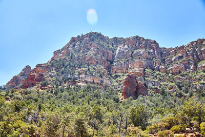 Low angle view of rock formations