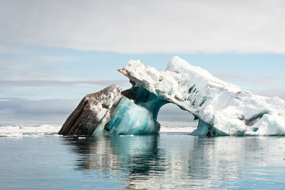 Scenic view of frozen lake against sky
