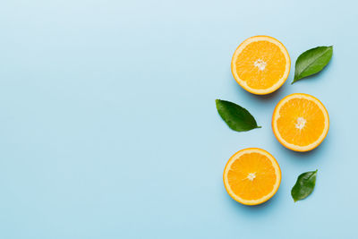 Directly above shot of fruits on white background