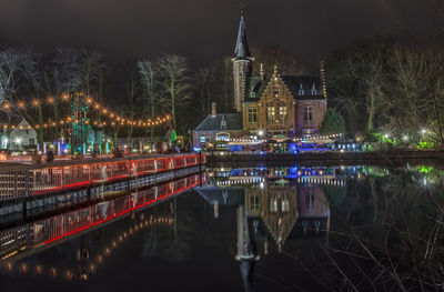 View of illuminated buildings at night