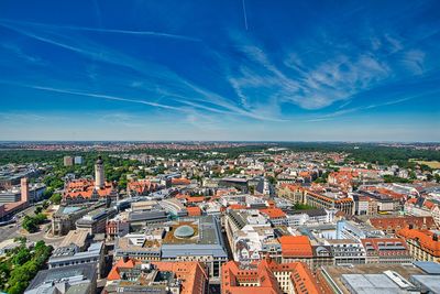 High angle view of townscape against sky