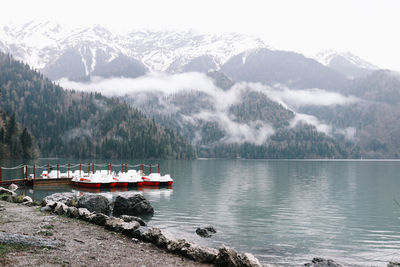 Scenic view of lake and mountains