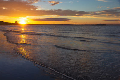 Scenic view of sea against sky during sunset