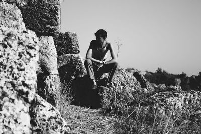 Full length of senior man against sky