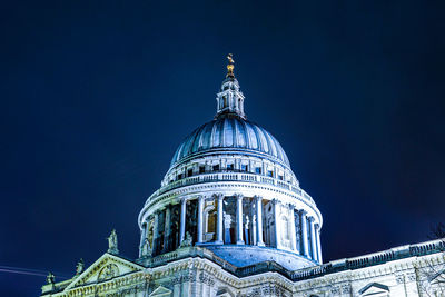 Low angle view of cathedral against sky at night