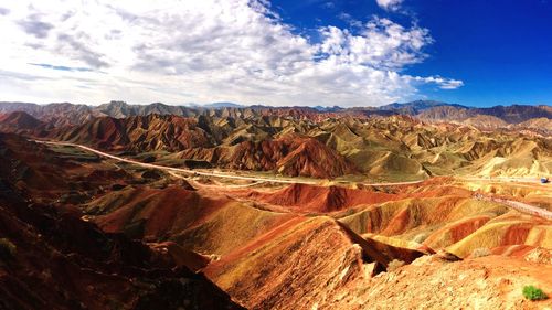 Panoramic view of landscape against cloudy sky