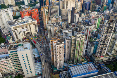 Aerial view of modern buildings in city