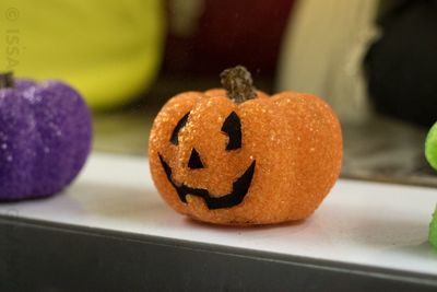Close-up of pumpkin on cake