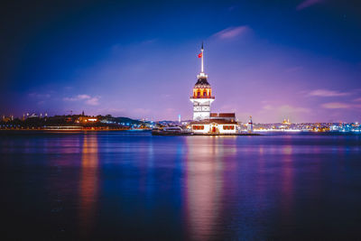 Illuminated buildings at waterfront