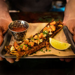 Close-up of food on table