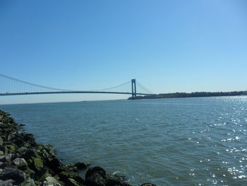 Suspension bridge over river