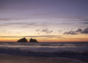 Scenic view of sea against sky during sunset