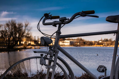 Bicycle parked on street