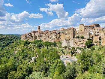 View of old town pitigliano in summer