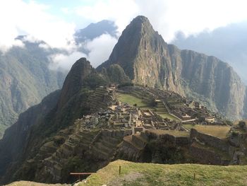 Scenic view of mountain range against sky