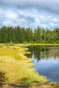 Scenic view of lake against sky