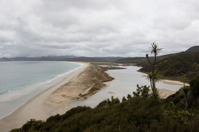 Scenic view of beach against sky