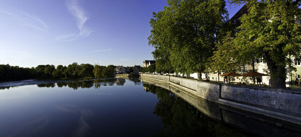 Reflection in river against sky