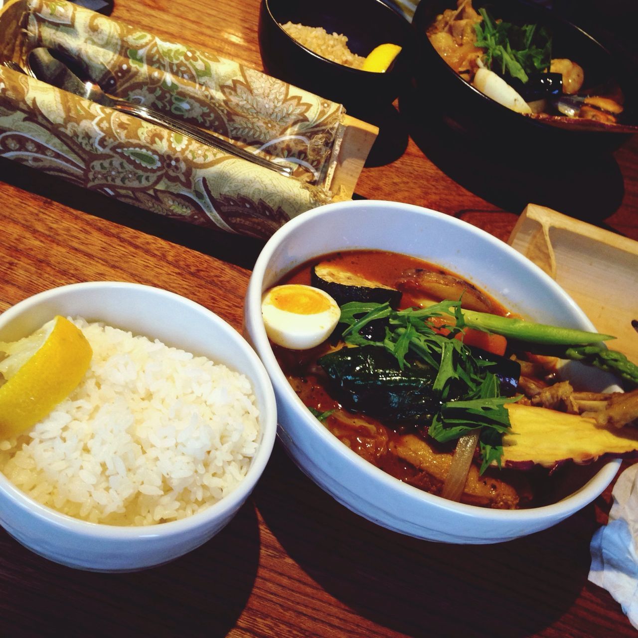 food and drink, food, indoors, ready-to-eat, freshness, plate, table, meal, healthy eating, bowl, serving size, still life, close-up, high angle view, vegetable, served, indulgence, soup, meat, noodles