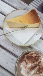 High angle view of bread in plate on table